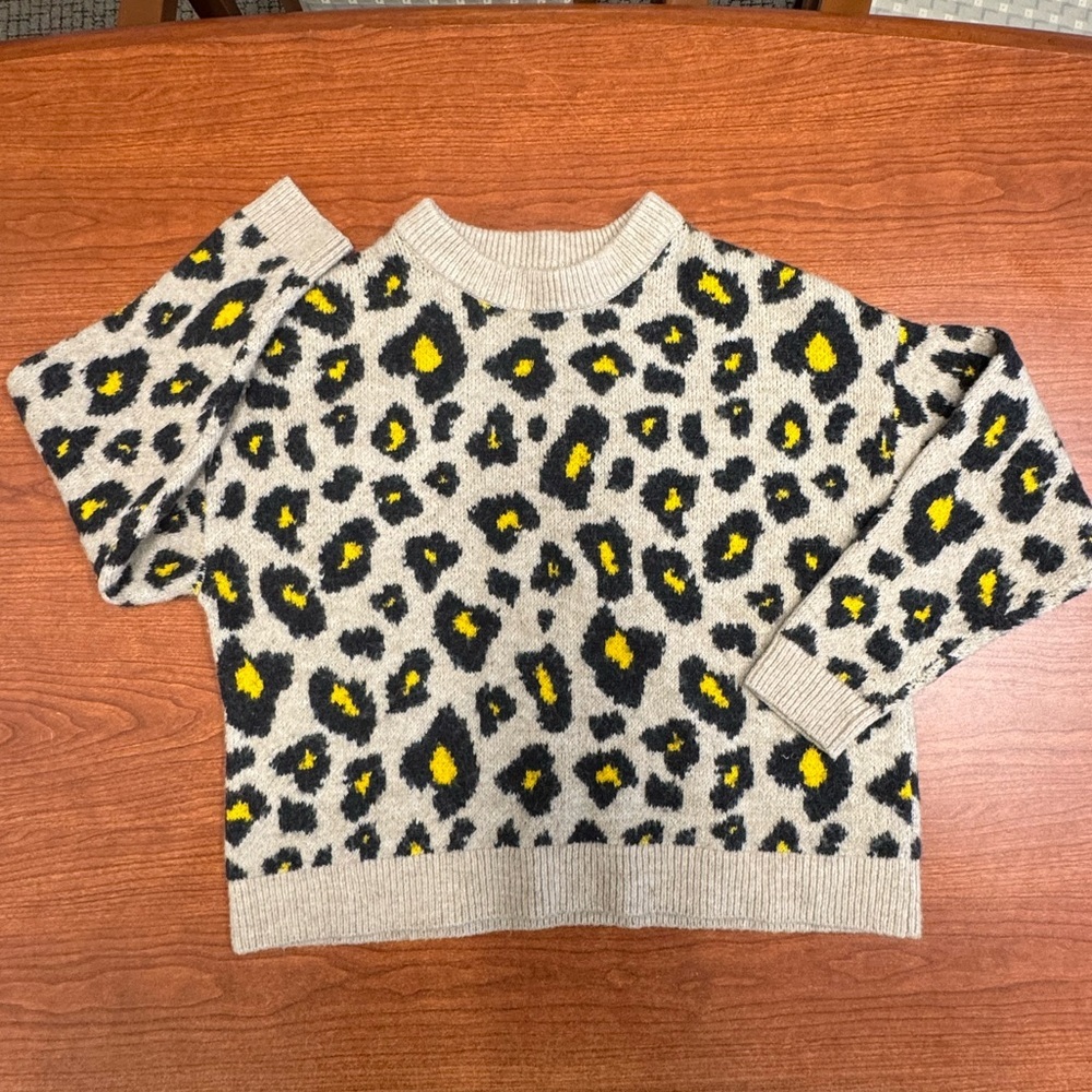 Mango Wool Blend Sweater Animal Print Size small